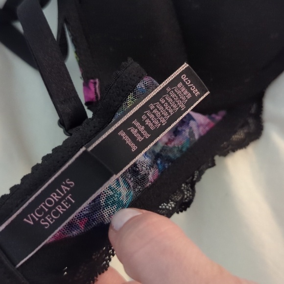 Victoria Secret Floral Lace Women's Bra - Purple & Black 32 C - Picture 4 of 4